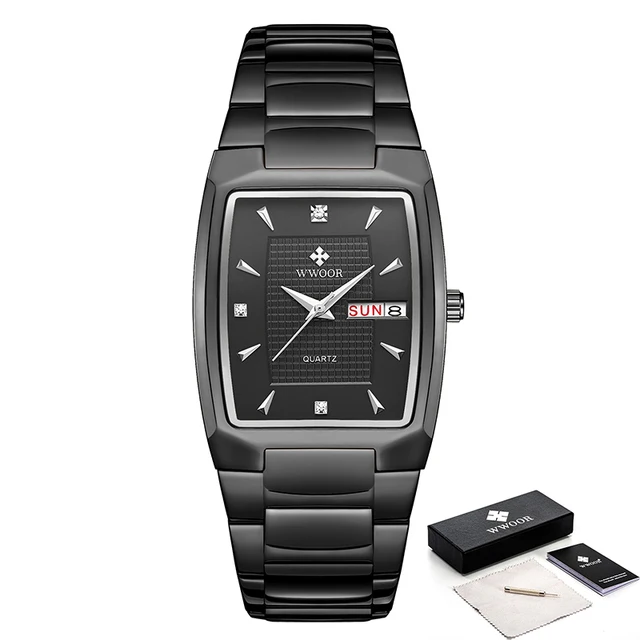 Fashion Men Watch  Luxury  Square Watches For Men stainless steel Waterproof Qua - £26.52 GBP