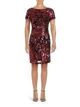 Alexia Admor Floral Sequined Sheath Dress Sz S Black-Fushia - £58.32 GBP