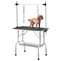 Dog Grooming Table for Small Dogs Adjustable Grooming Table with Arm &amp; Mesh Tray - £113.07 GBP