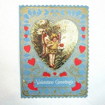 Vintage Valentine Card 1929 Die cut Fold Girl Fairy Wings Wand Daisy Flowers USA - £19.58 GBP
