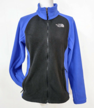 The North Face WM Medium Black Blue Fleece Jacket Back Shoulder Logo - £14.78 GBP