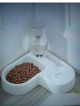 Dog Pet Feeder Automatic Drinking Water Corner Cat Large Bowl Double Dis... - $11.39