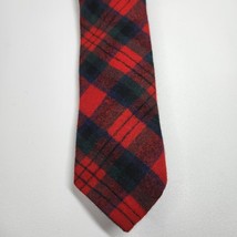 Pendleton Vintage Men&#39;s Red Blue Plaid 100% Virgin Wool Neck Tie Made in U.S.A. - £19.34 GBP