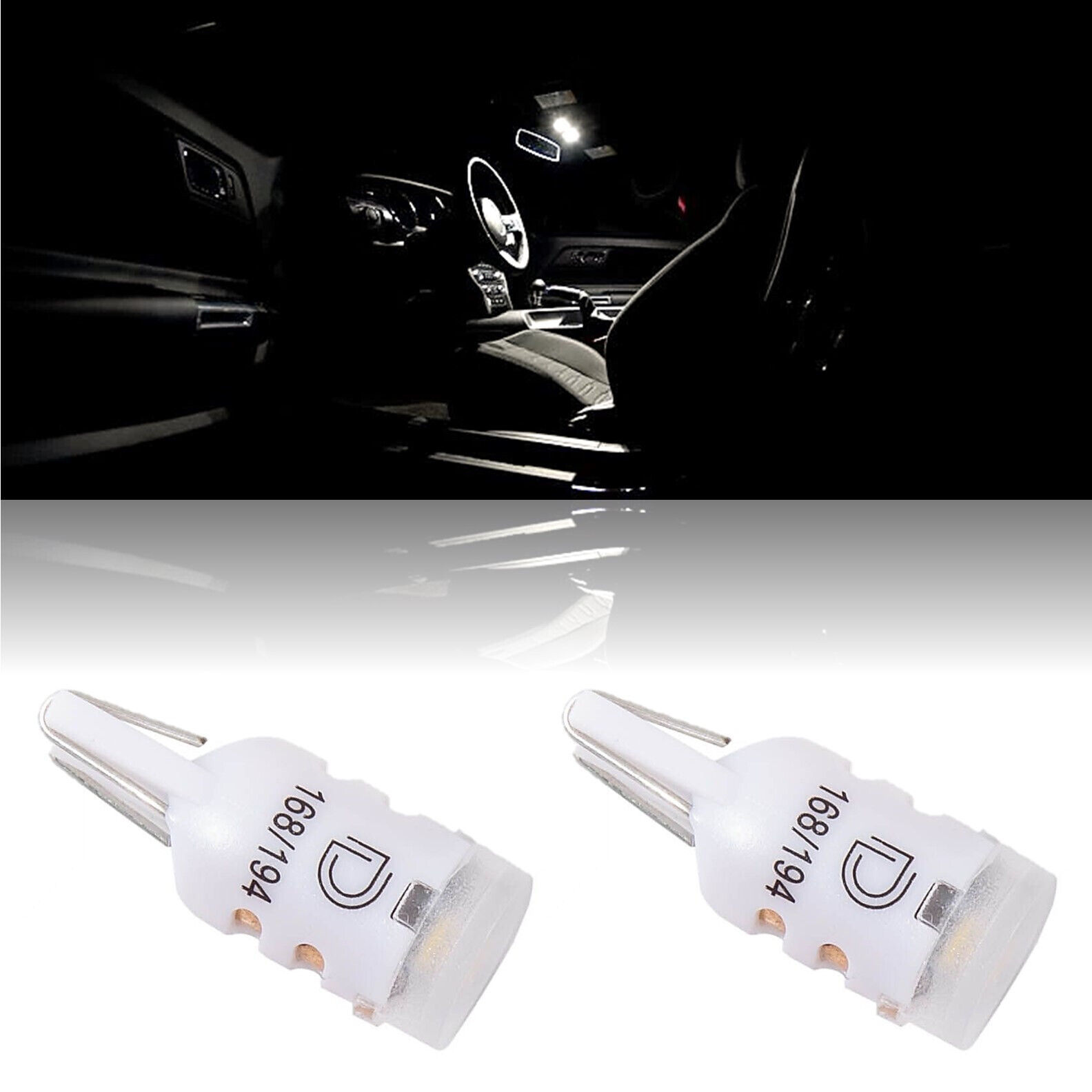 Pure 5K White 168 194 2825 T10 3-SMD LED Bulbs Parking License Lights Pair - $11.95