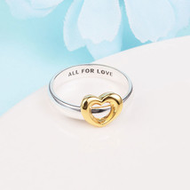 925 Sterling Silver Radiant Two-tone Sliding Heart Ring For Women - £17.22 GBP