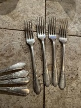4 Happiness Dinner Forks Wm A Rogers Oneida Flatware Silverplate 1940 2 ... - $19.30