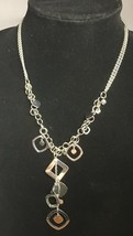 Lia Sophia Necklace Silvertone 9 1/2&quot; drop Plus Geometric Shapes - £10.08 GBP