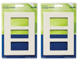 Screwless Wallplate, 3-Gang, Light Almond - Leviton 80311-T Decora Plus ... - $12.86