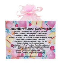 Secondary School Survival Kit (Pink)- Novelty Gift &amp; Card Alternative / Keepsake - £6.50 GBP