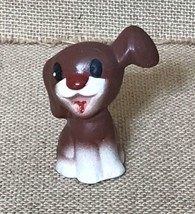 Vintage Japan Kitsch Porcelain Chocolate Brown White Happy Puppy Dog Figurine - $9.90
