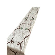 Christmas Ribbon and Holly with Tassels 13&quot;x106&quot; Tapestry Table Runner - £15.81 GBP