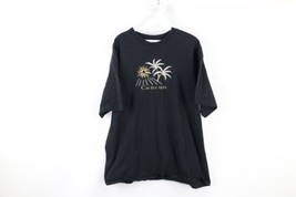Vintage 90s Streetwear Mens XL Faded Cancun Sun Beach Spell Out T-Shirt Black - £27.09 GBP