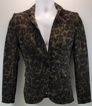 MM) Women&#39;s H&amp;M Cheetah Leopard Print Sports Coat Size 4 Green Tint - £9.45 GBP