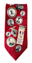 Museum Artifacts Political Theme Campaign Pins Men&#39;s Red Silk Neck Tie - £15.19 GBP