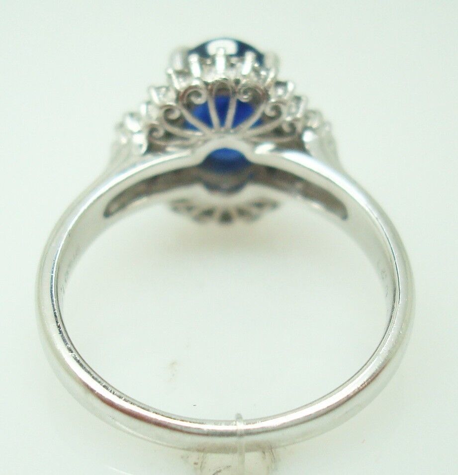 Platinum 1.42ct Blue Genuine Natural Sapphire and Diamond Ring w/ Report (#J487) Item image 6