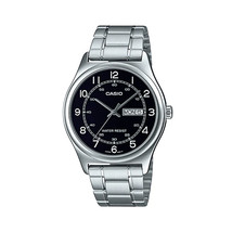 Casio Mens Watch Stainless Steel Analog MTP-V006D-1B2UDF Black Dial Day And Date - £26.66 GBP