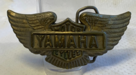 Vtg Belt Buckle Yamaha Motor Cycles Brass Eagle Wings Biker Clothing - £23.93 GBP