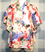 Women&#39;s Catherine Malandrino Floral Loose Short Kimono Sleeve Shirt Blou... - £11.84 GBP