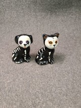 Day Of The Dead Skeleton Halloween DOG &amp; CAT Figurines Pepper Shakers - £5.95 GBP