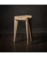 Oak Stool carved seat, Height 45 cm - 18&quot;, Free shipping, Three legged, ... - £187.93 GBP