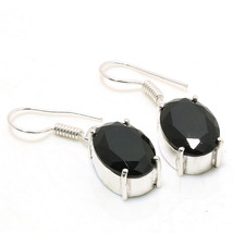 Black Spinel Oval Gemstone Fashion Ethnic Gifted Earrings Jewelry 1.40" SA 3268 - £3.18 GBP