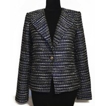 Karl Lagerfeld Paris Tweed Black Blue White Jacket Blazer Business Butto... - $64.32