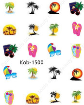 Nail Art Water Transfer Stickers Decal palm trees sun beach Waterslide KoB-1500 - £2.38 GBP