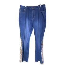 Just Blu Jeans Womens Denim Lace Bottom Jeans Size H8 Waist 38&quot; - $12.98