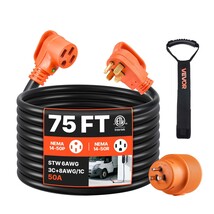 VEVOR 75 FT RV Extension Cord, 50 Amp, Heavy Duty STW 6/3 + 8/1 Gauge Wire - $306.90