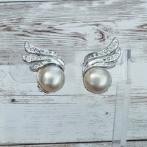 Vintage Clip On Earrings Faux Pearl with Flourish - Condition Issues - $7.99