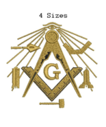 Masonic Compass with Symbols digitized filled embroidery design Digital ... - $9.49 CAD