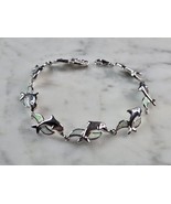 Womens Sterling Silver Opal Dolphin Bracelet 12.0g E3126 - €73,12 EUR