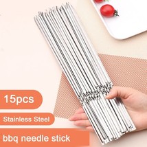 Set of 10/15 Stainless Steel Barbecue Skewers - Durable and Reusable BBQ... - £3.92 GBP+