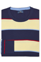 Brooks Brothers Mens Blue Yellow Striped Merino Wool Sweater, 2XL XXL 82... - $143.06