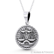 Libra Zodiac Sign &quot;Balanced Scale&quot; Necklace Pendant in Solid 925 Sterling Silver - £20.90 GBP+