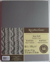 Recollections Cardstock Paper 8 1/2&quot; x 11&quot; 50 Sheets single color GREY KRAFT - £12.29 GBP