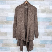 Alpaca Fina Chunky Ribbed Drape Open Cardigan Sweater Brown Peru Womens ... - £83.88 GBP