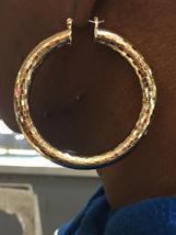 14K GOLD FILLED  HOOP  EARRINGS /no personalized / 2 1/2  inch - t1 - £14.32 GBP