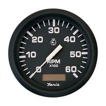Faria Euro Black 4&quot; Tachometer w/Hourmeter - 6,000 RPM (Gas - Inboard) [32832] - £111.28 GBP