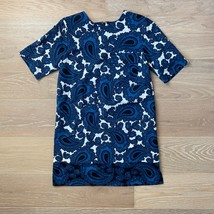 Topshop Navy Blue White Paisley Print Retro Shift Dress sz 2 - £18.99 GBP