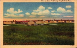 Linen POSTCARD- View Of Motor Pool, Camp Campbell, KY-TN BK51 - £1.58 GBP