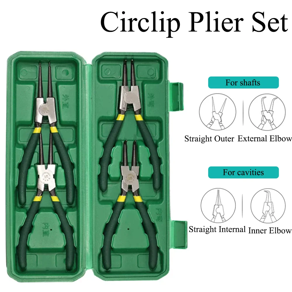 Circlip Plier Set 7 inches External Internal Staight Bent Pliers Multifu... - £29.89 GBP