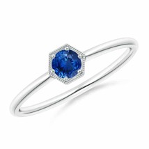 Authenticity Guarantee 
ANGARA Pave Set Sapphire Hexagon Solitaire Ring with ... - £504.70 GBP