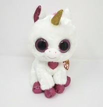 9" Ty B EAN Ie Boos Cherie White & Pink Glitter Unicorn Stuffed Animal Plush Toy - £18.98 GBP