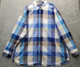 Van Laack Royal Casual Shirt Mens Multi Plaid Long Sleeve Collared Button Down - $20.32