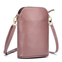 Casual Genuine Leather Women Bags Bucket Handbags Cell Phone Pocket Shoulder Bag - £38.48 GBP