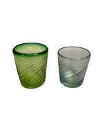 Set of 2 Vintage Swirl Design Hand Blown Art Glass Tumblers - $14.85