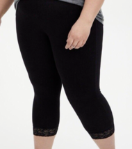 Torrid Black Lace Trimmed Capri Leggings Size Large-12 - £11.78 GBP
