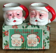 Commodore Vtg Christmas Jolly Santa Mug Set &amp; Original Box 1 Winking MCM - $58.49