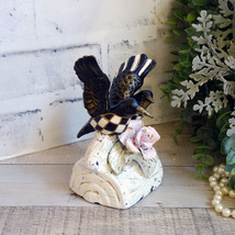 Courtly Bird Figurine Hand Painted Checks Decor Black and White Check Birds - £41.88 GBP